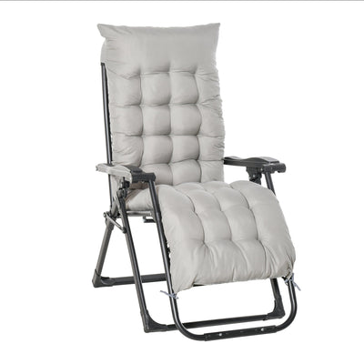 Outsunny Zero Gravity Reclining Chair - Folding Sun Lounger with Cushion & Headrest for Ultimate Relaxation, Black 
