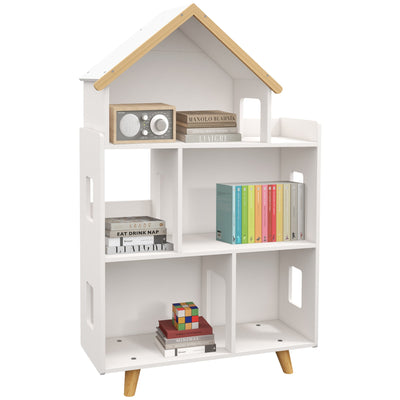 Qaba Toy Storage Organizer Cabinet 3 Tier Kids Bookshelf Playroom Room Nursery Kindergarten White 