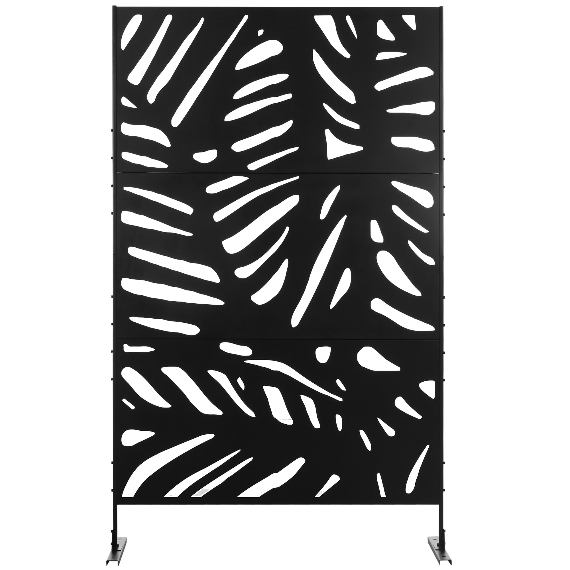 Outsunny Freestanding Metal Outdoor Privacy Screen Decorative Divider for Garden Backyard Deck Pool Black 