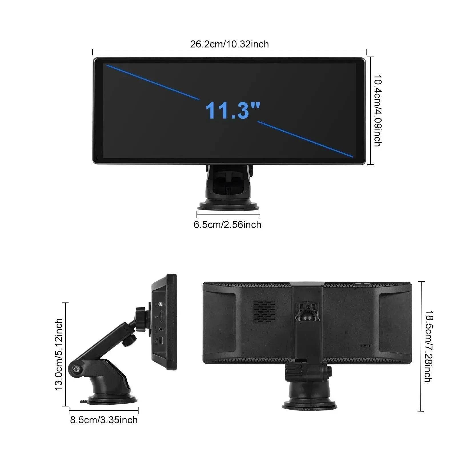 11.3" Smart HD Touchscreen Car Display, Android 13 Wireless CarPlay & Android Auto, Bluetooth, FM Transmitter, Reverse Camera Support 