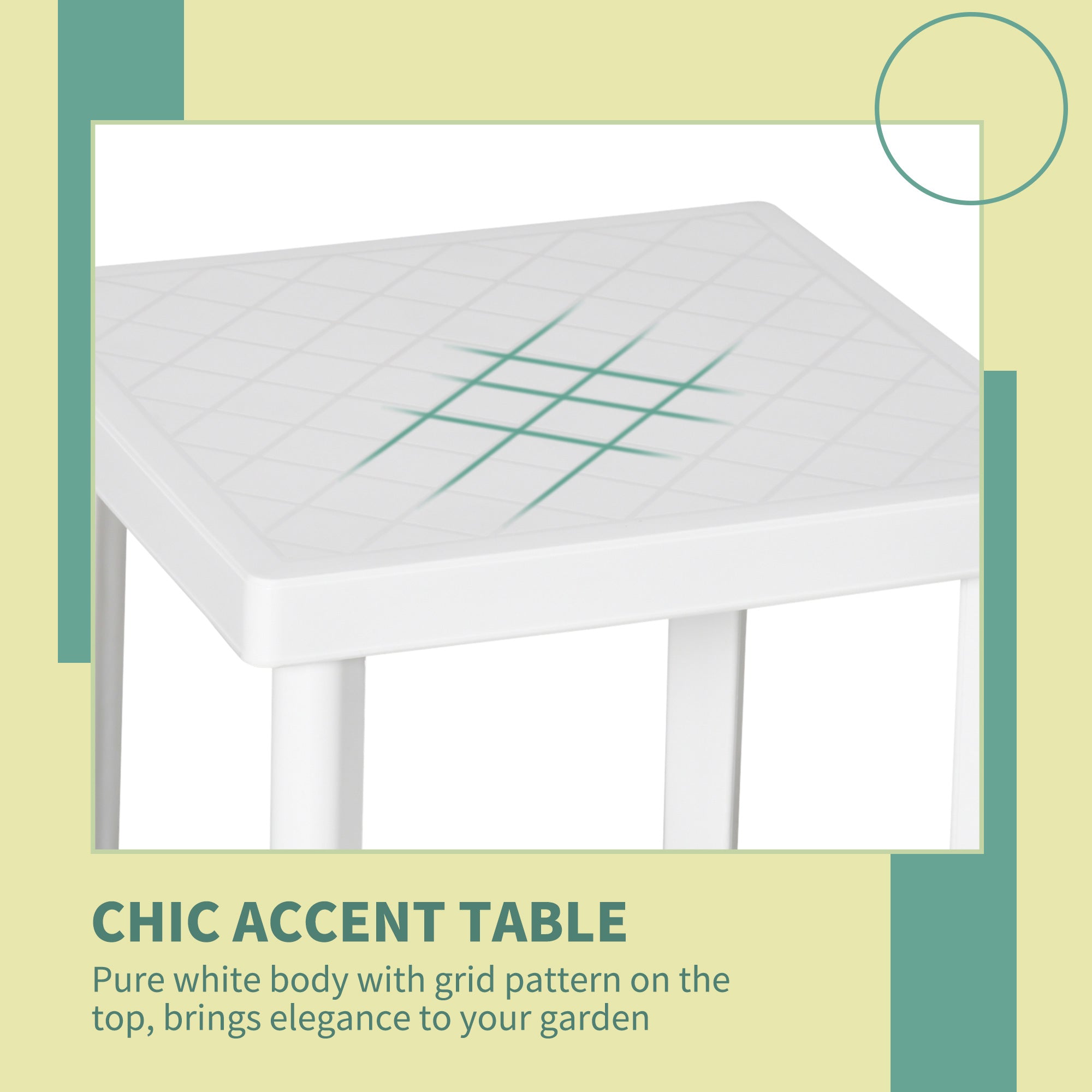 Outsunny Garden Side Table, Plastic Outdoor Square Coffee Table for Drink, Snack, White 