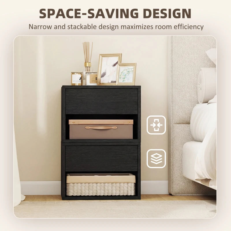 Floating Nightstand Set of 2, Wall Mounted Bedside Table with Drawer for Bedroom Black