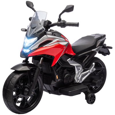 Qaba Honda Licensed 12V Ride on Motorbike for Kids with Headlights Music Training Wheels, for 3-6 Years, Red 