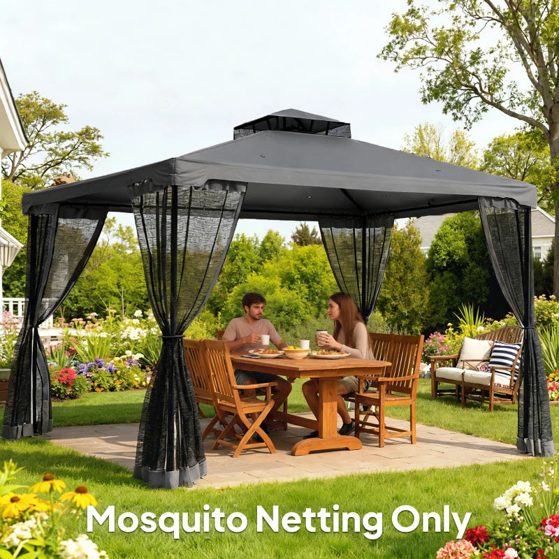 Replacement Mosquito Netting for Gazebo 13' x 13' Black Screen Walls for Canopy with Zippers, Dark Grey