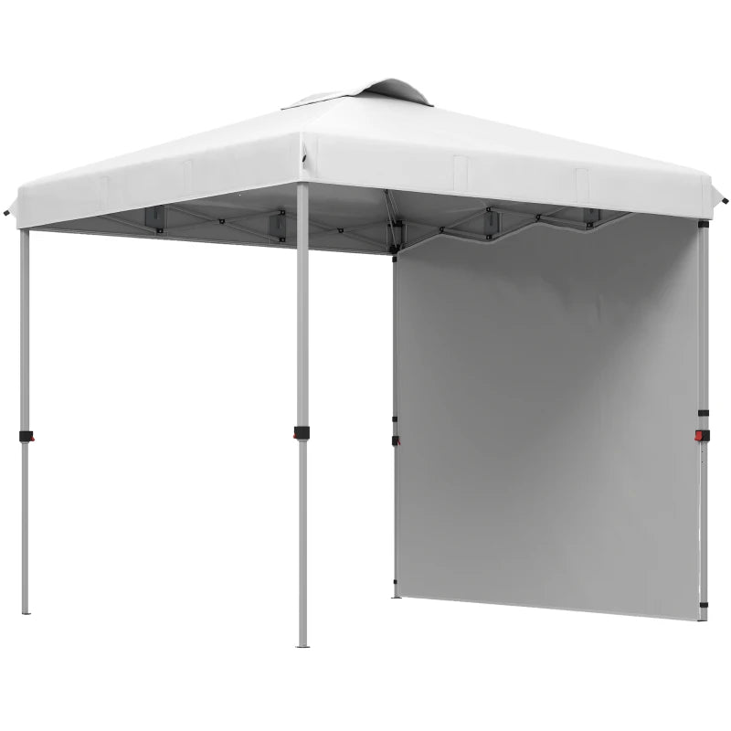 8 x 8 ft Pop Up Canopy with 1 Sidewall, Carry Bag and 4 Sand Bags, Height Adjustable Instant Sun Shelter, White