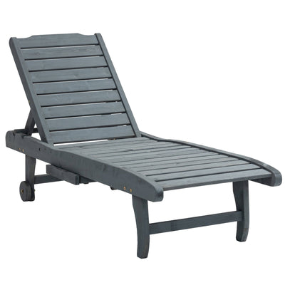 Outsunny Outdoor Patio Adjustable Chaise Lounge Chair Recliner with Pull-out Tray and 2 Wheels 