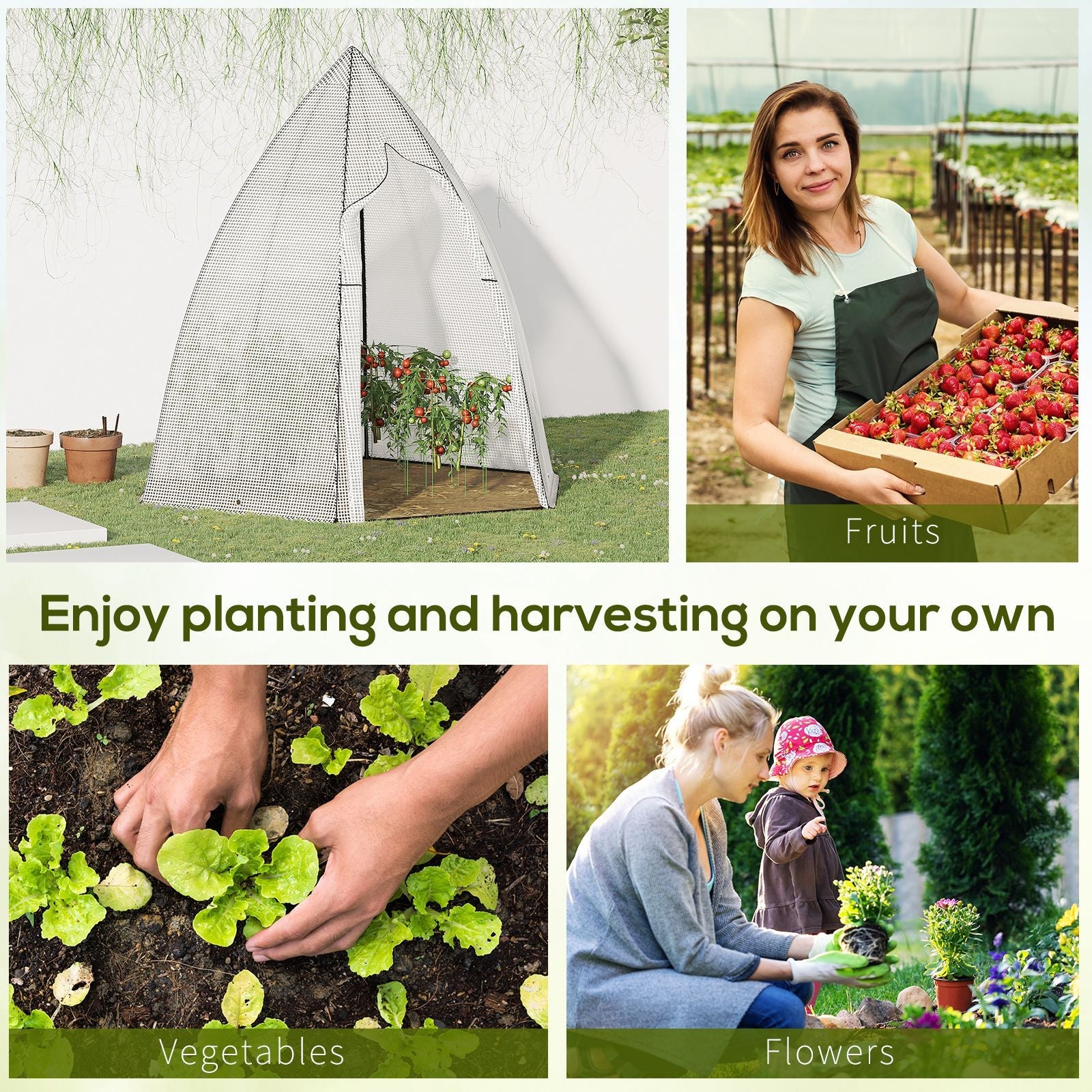 Outsunny Greenhouse Oasis: 63" x 54" x 71" Portable Plant Sanctuary with Zipper Roll Up Door and Window for Outdoor Garden Patio 