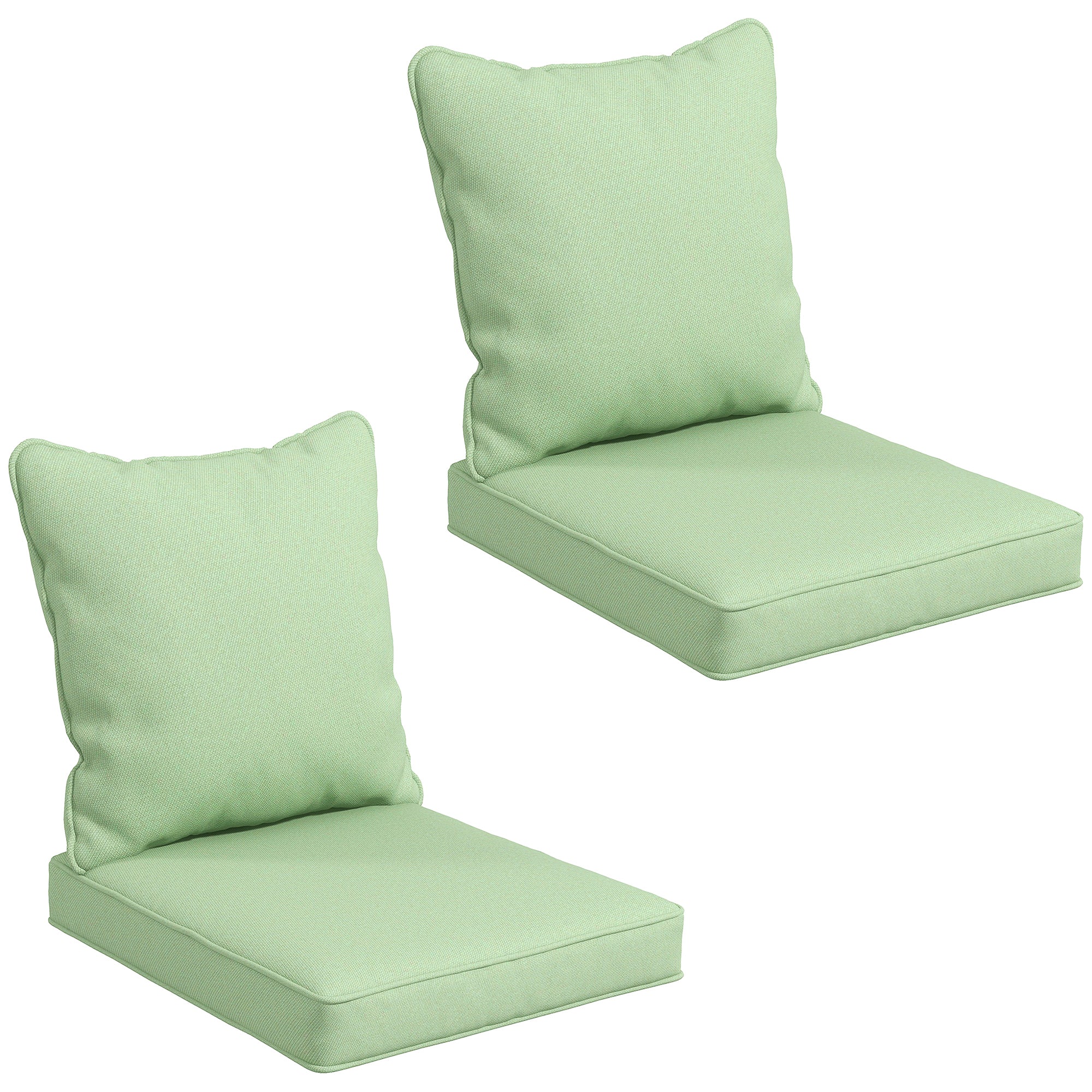 Outsunny 4-Piece Seat Cushion Back Pillows Replacement, Patio Chair Cushions Set for Indoor Outdoor, Green 