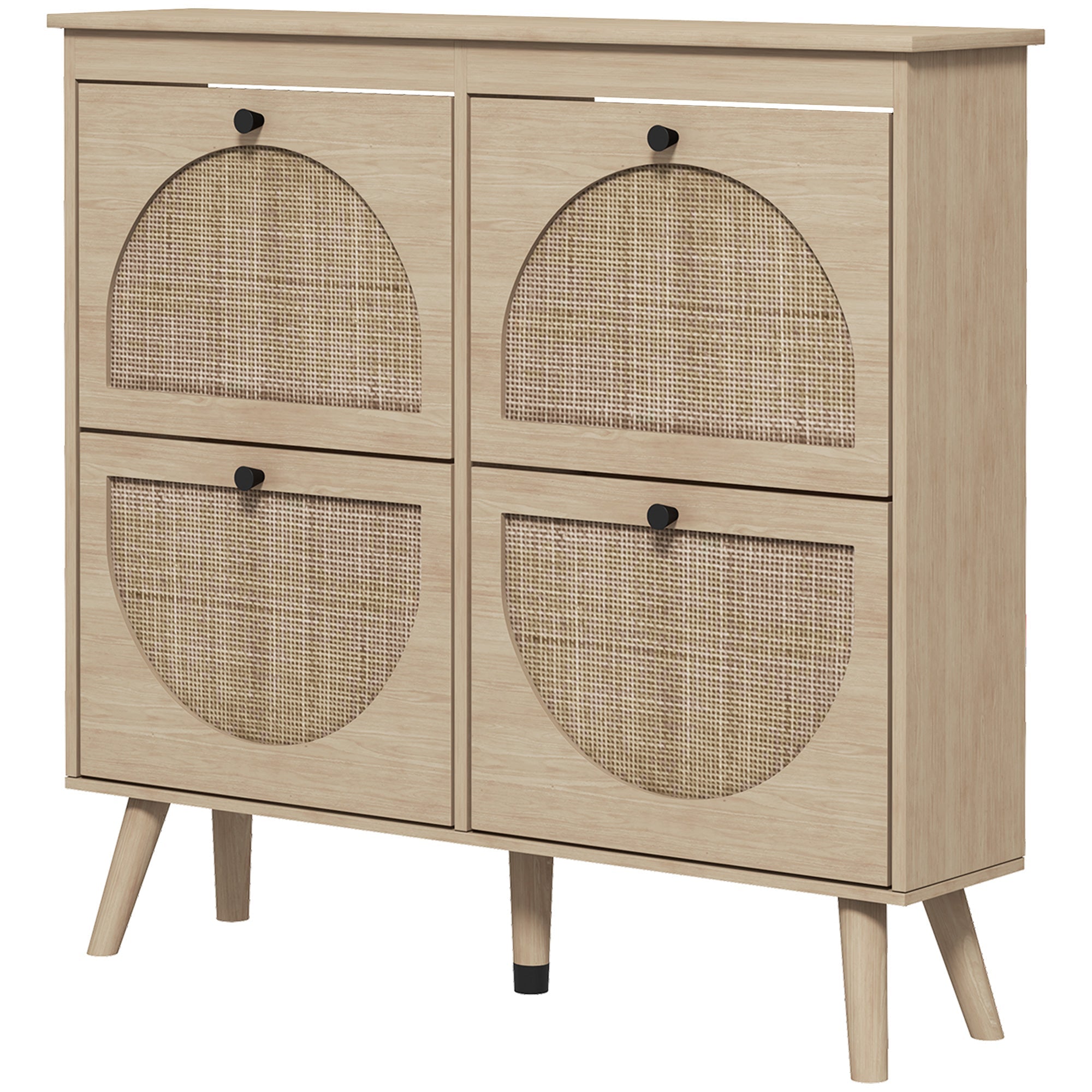 HOMCOM Shoe Cabinet for entryway, Shoe Storage Cabinet with 4 Flip Drawers and Adjustable Shelves for 20 Pairs of Shoes, Oak 