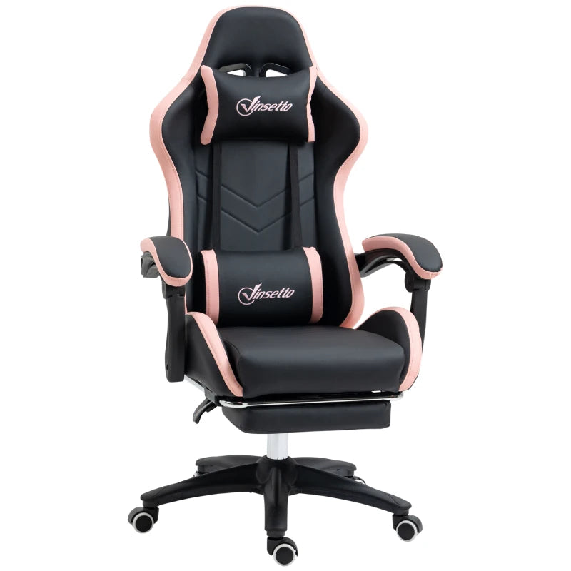 Computer Gaming Chair, PU Leather Office Desk Chair with Footrest, Swivel Wheels, 135° Reclining Back, Black