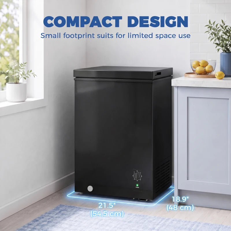 3.5 Cu. Ft. Chest Freezer with Adjustable Temperature Control & Storage Basket - Gray or Black