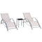 Outsunny 3 Pieces Patio Lounge Chair Set Outdoor Sunbathing Chair with Table for Yard Garden, Cream White
