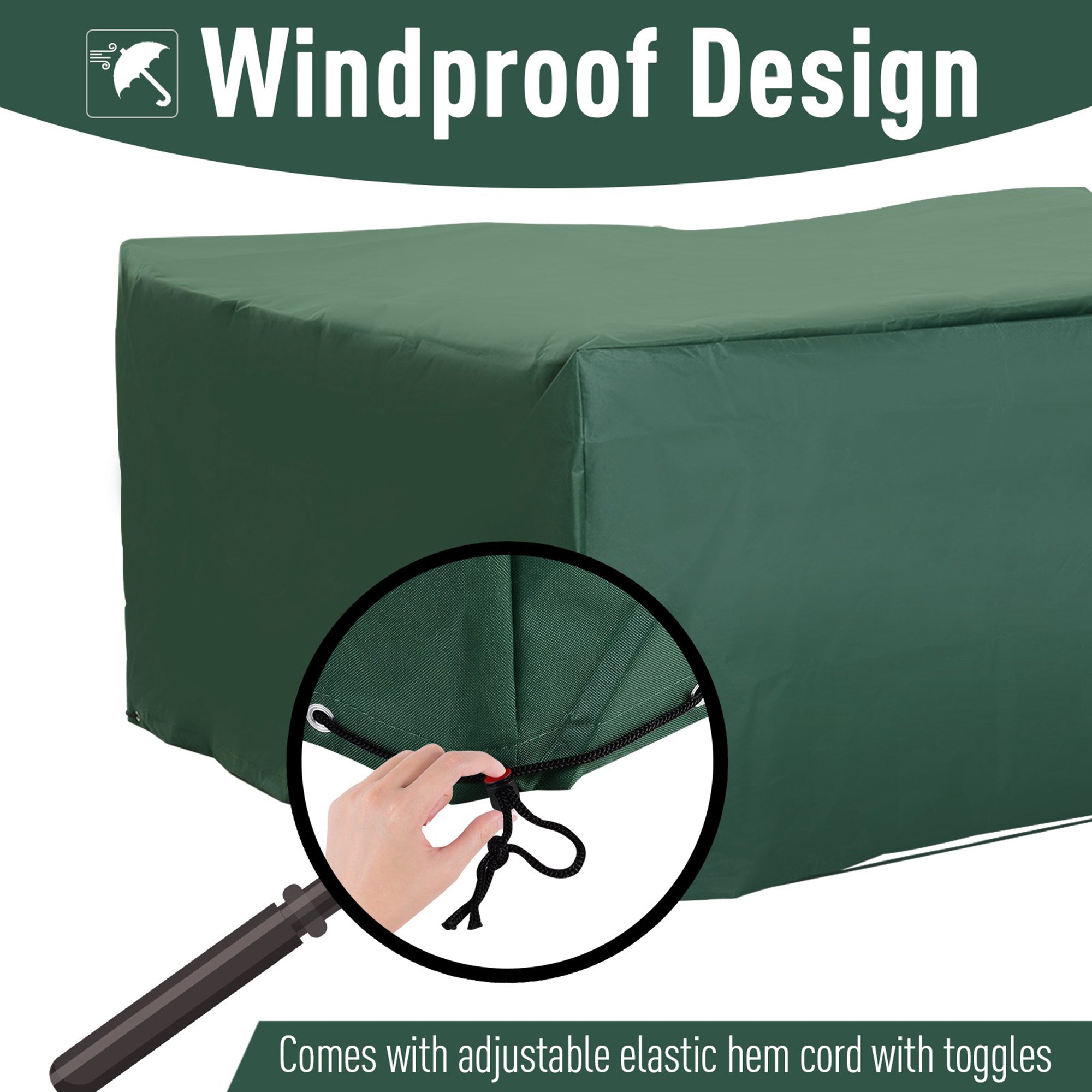 Outsunny Patio Furniture Cover Waterproof Outdoor Rattan Wicker UV Rain Protector Dark Green 83”x55” 