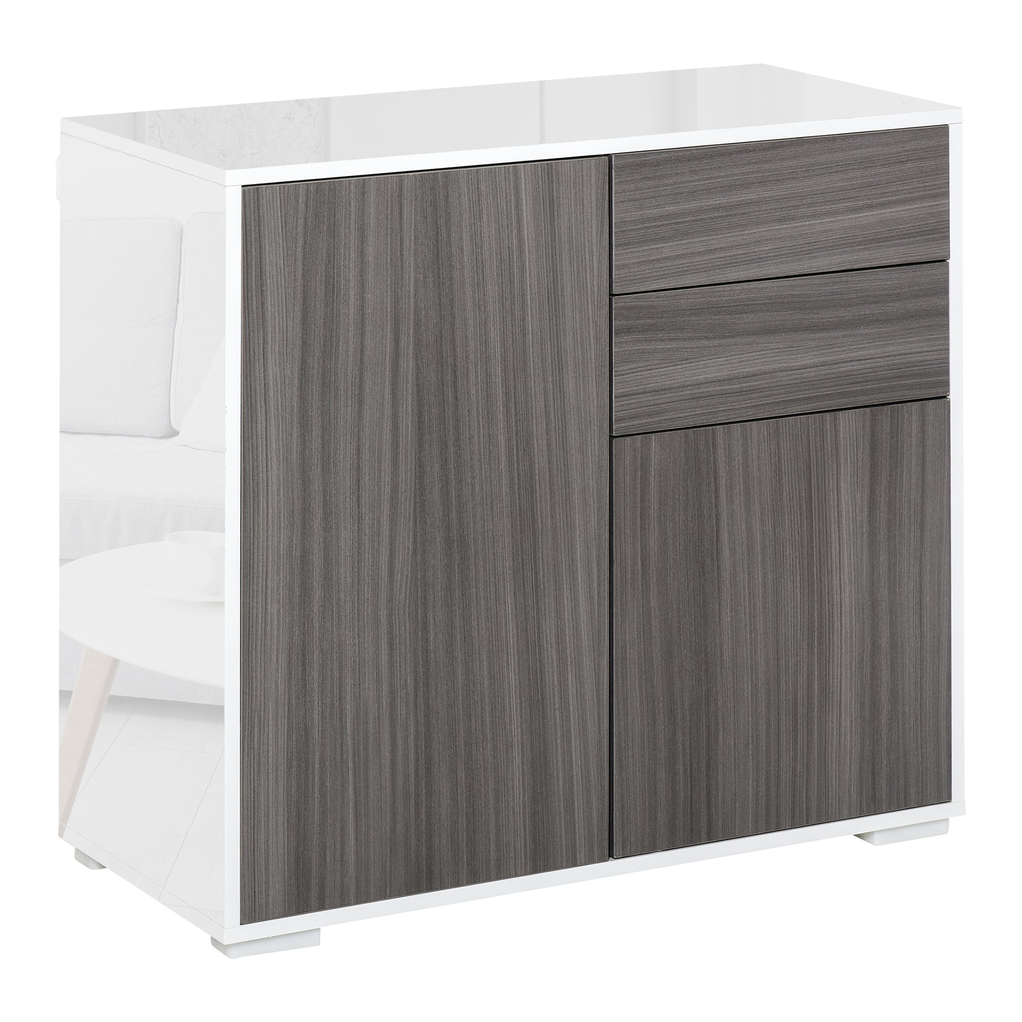 HOMCOM Dining Delight: Modern Kitchen Buffet Sideboard with Drawer Shelf, Push-Open Design for Elegant Storage, Grey Finish 