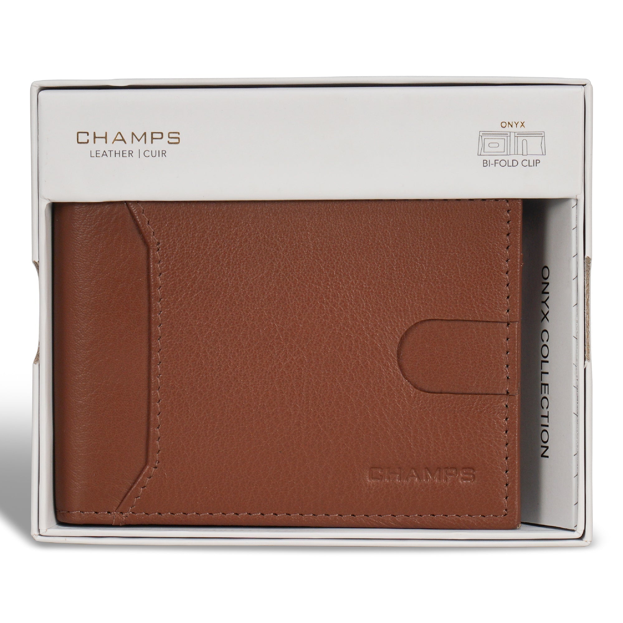Onyx / Leather Bi-Fold Clip Wallet 