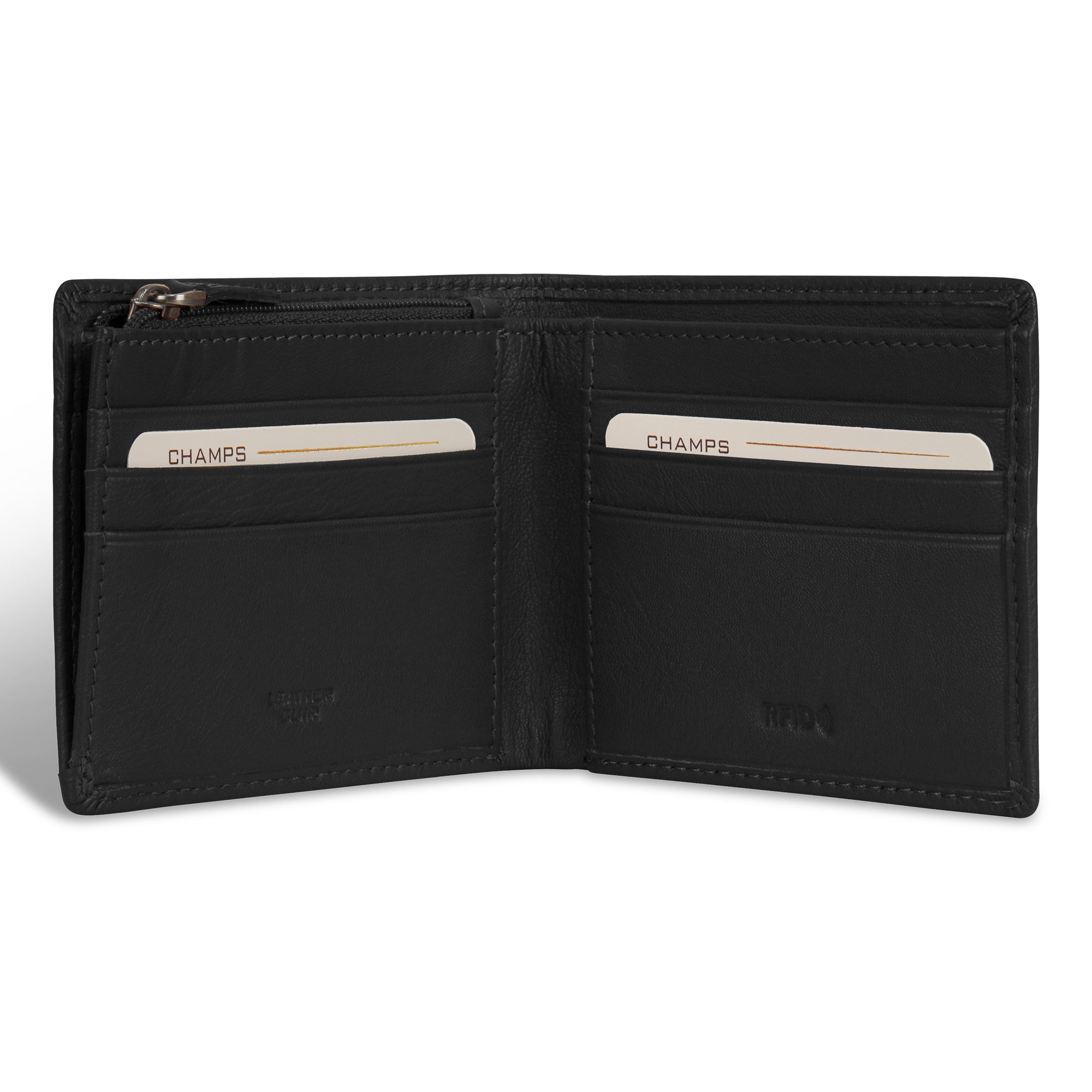 Onyx / Leather Zip Bi-Fold Wallet 