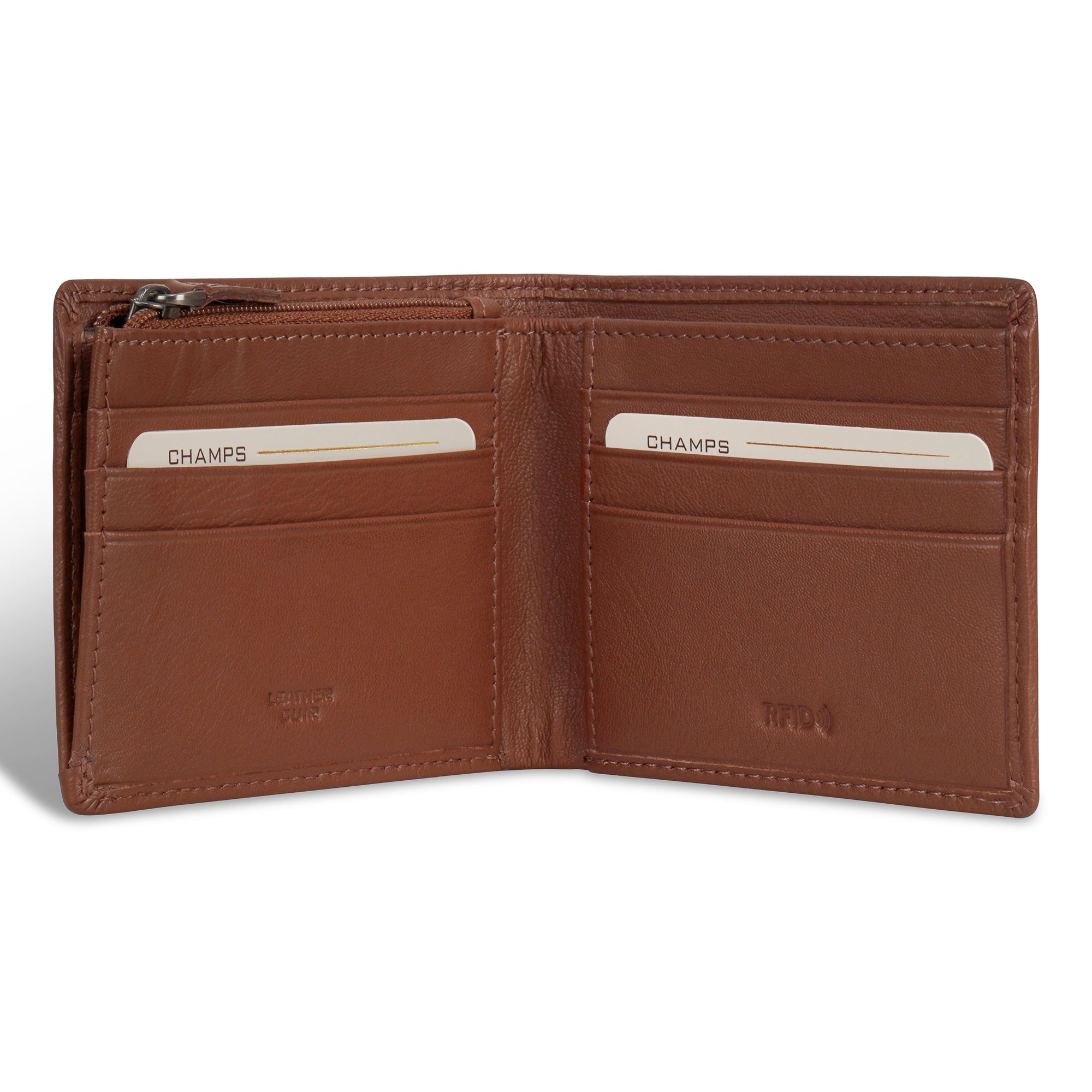 Onyx / Leather Zip Bi-Fold Wallet 