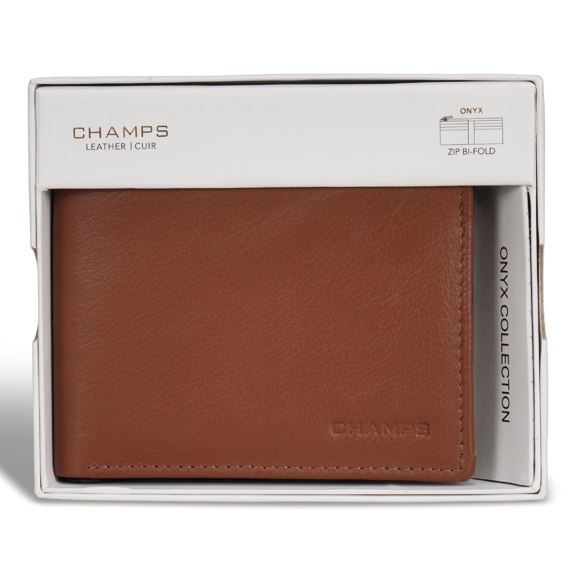 Onyx / Leather Zip Bi-Fold Wallet 