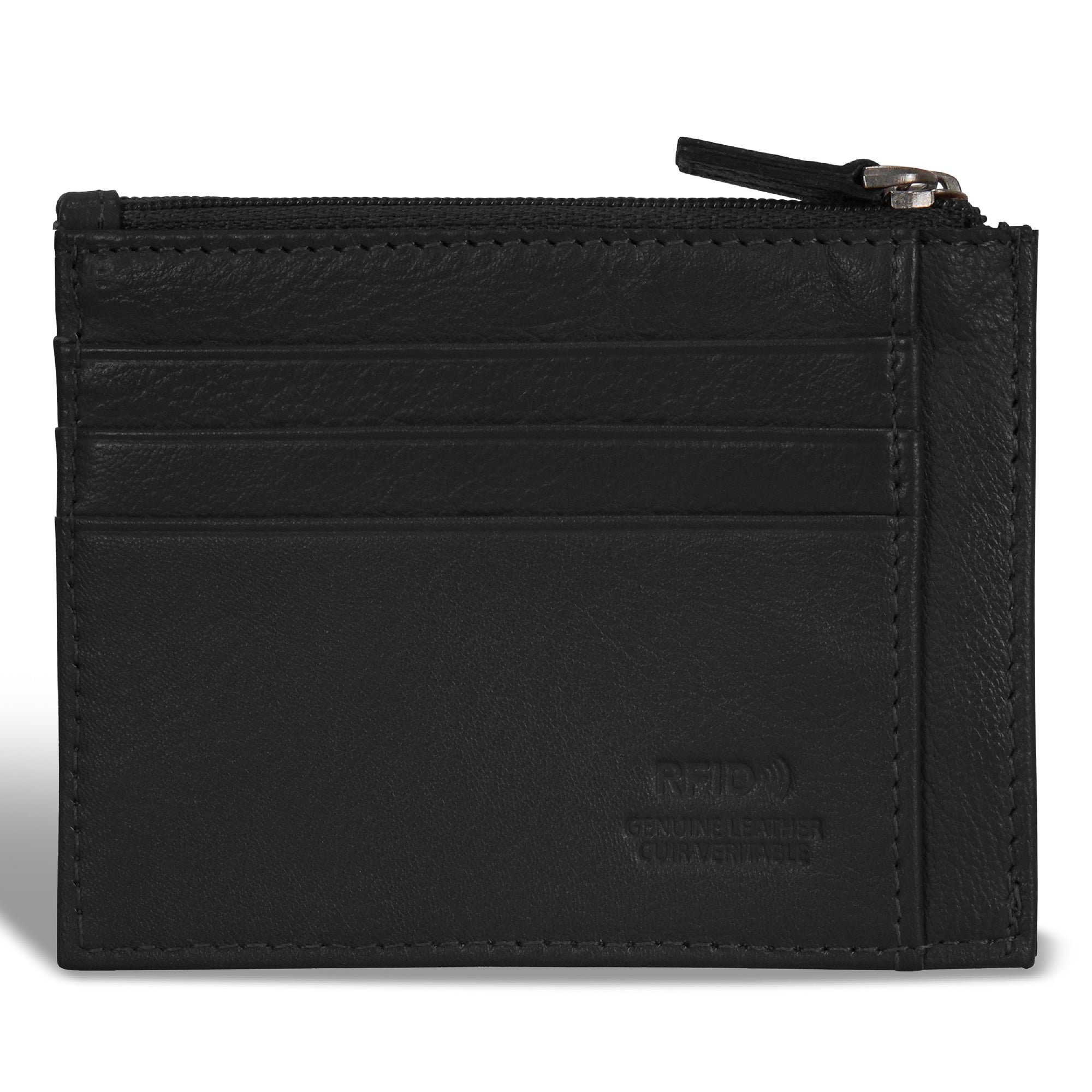 Onyx / Leather Zip Card Case 