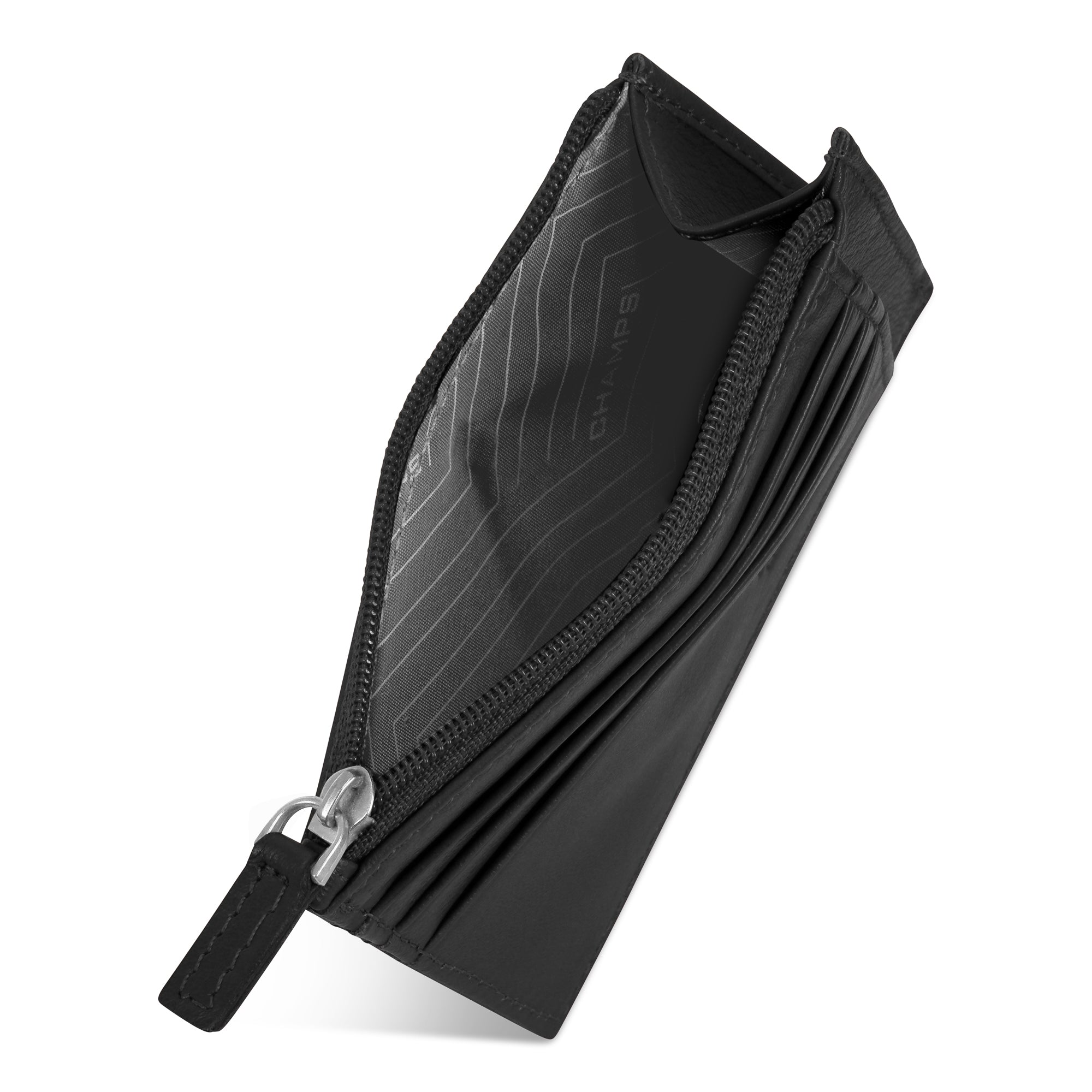 Onyx / Leather Zip Card Case 