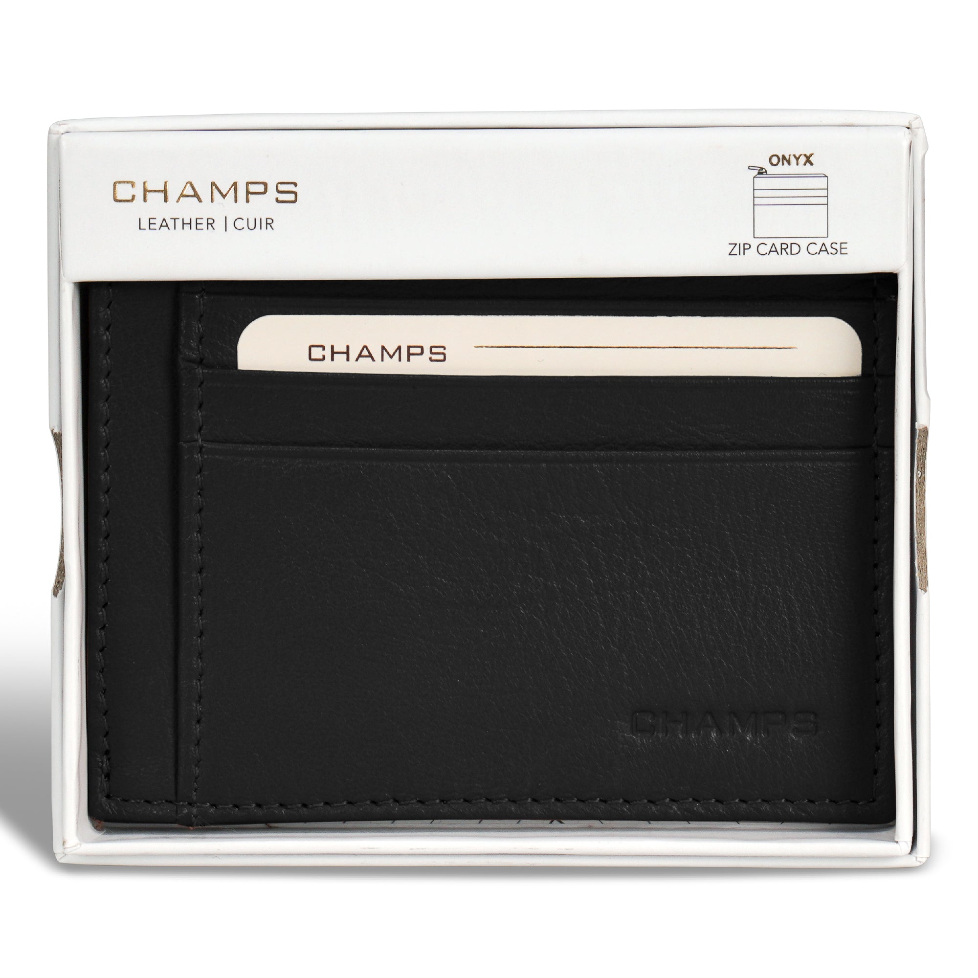 Onyx / Leather Zip Card Case 