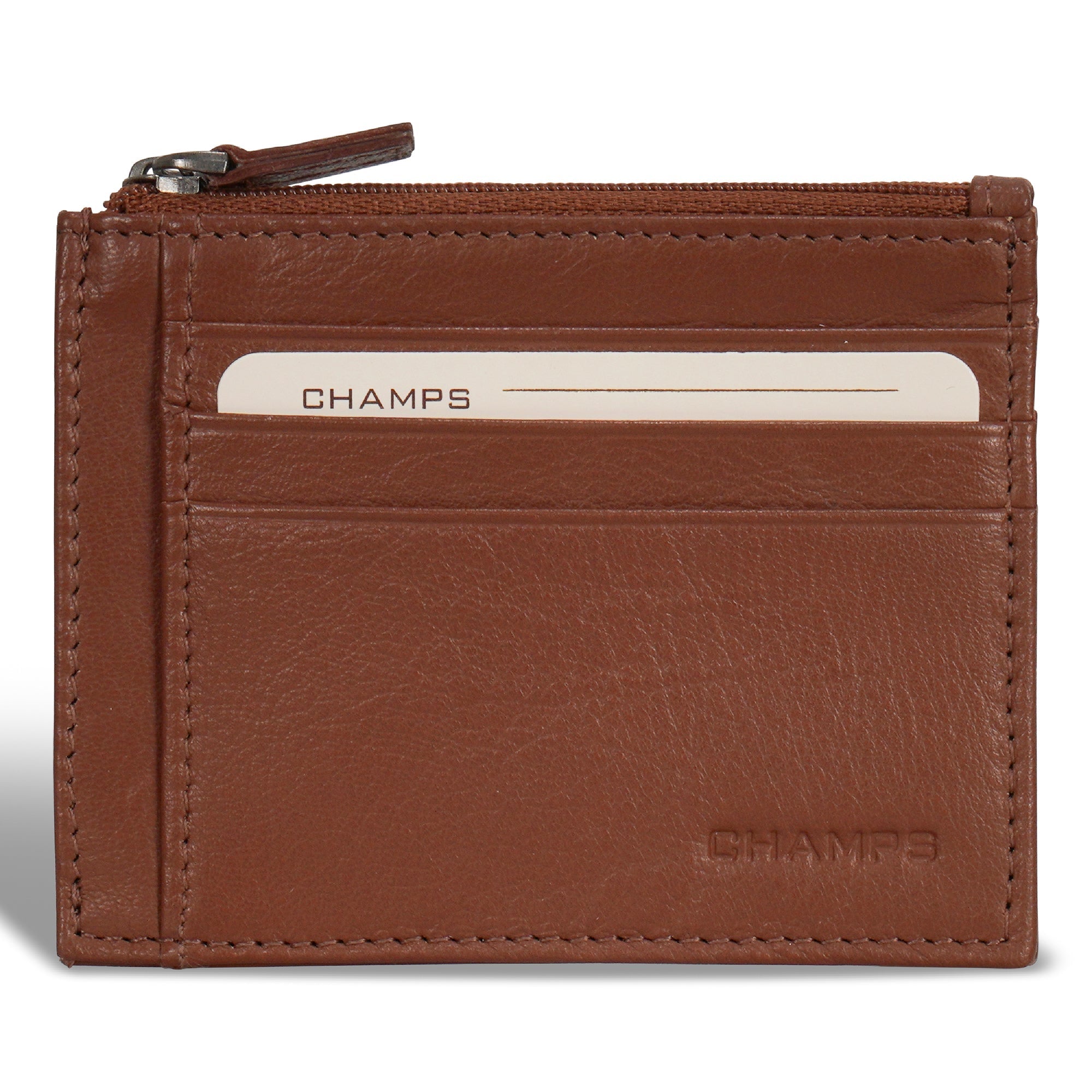 Onyx / Leather Zip Card Case 
