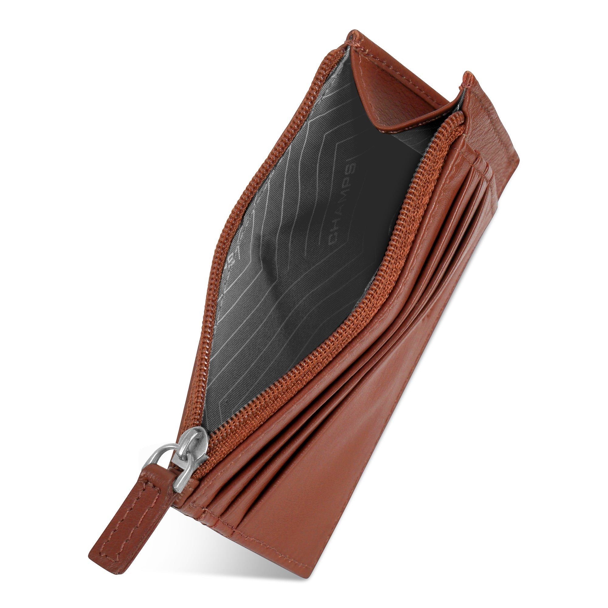 Onyx / Leather Zip Card Case 