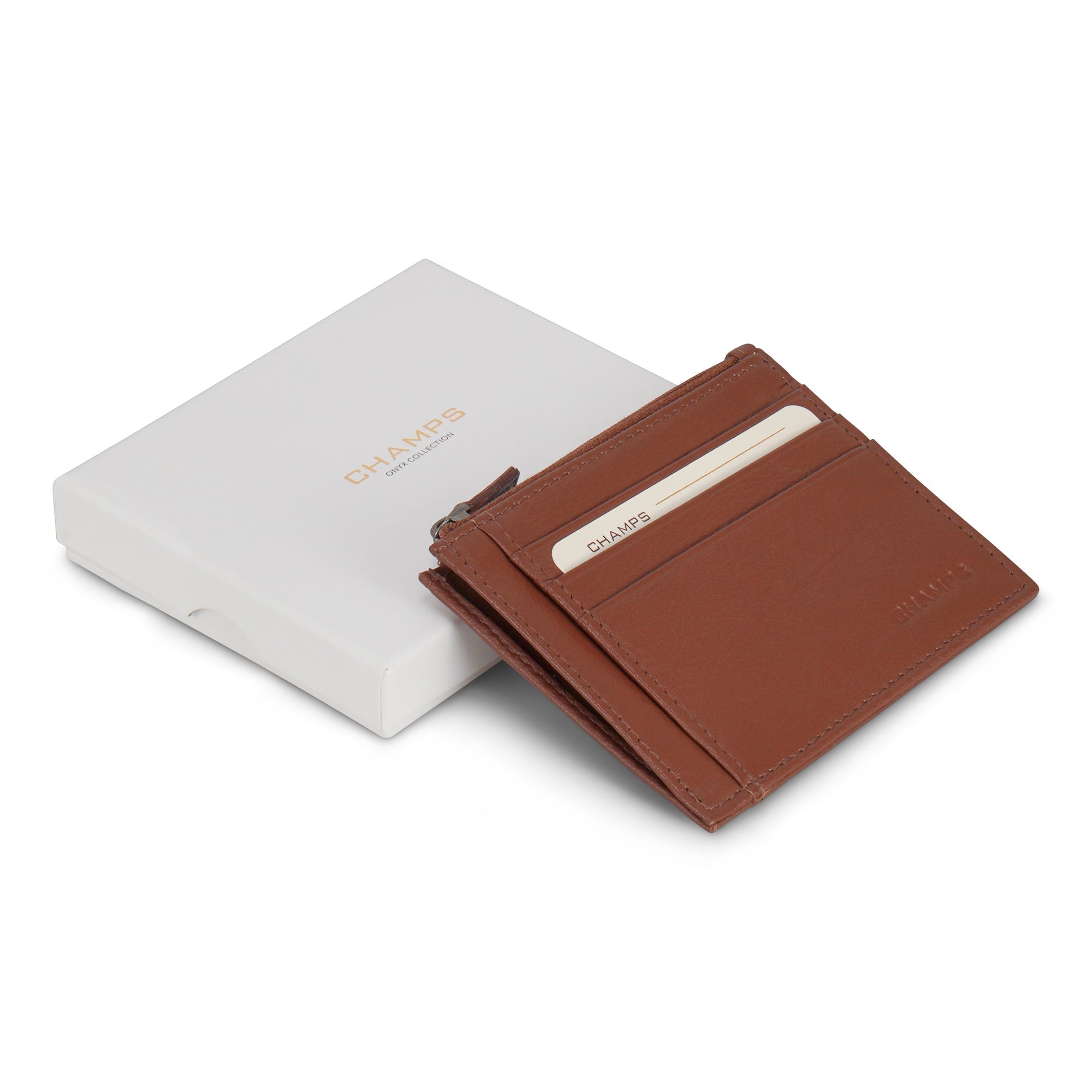 Onyx / Leather Zip Card Case 