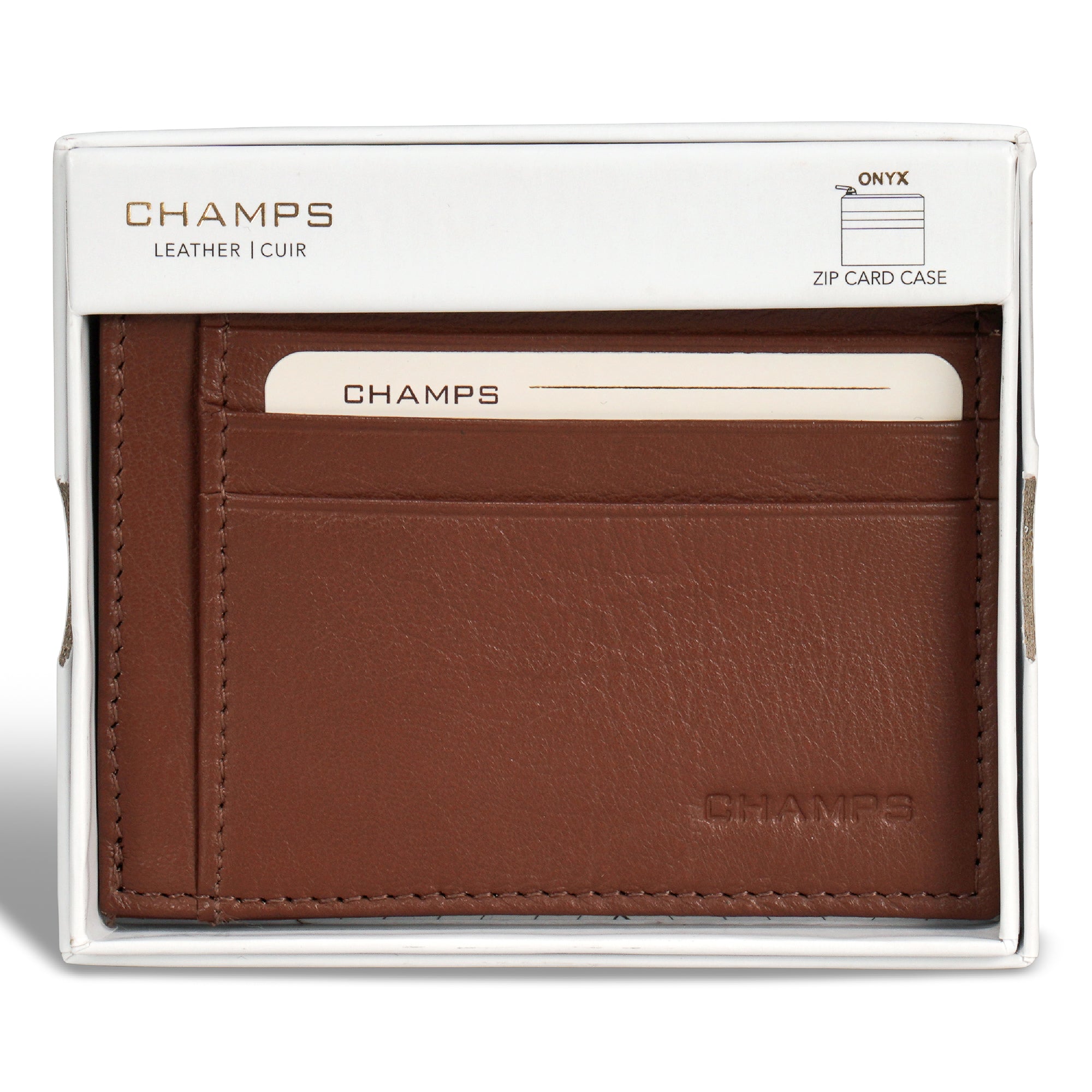 Onyx / Leather Zip Card Case 