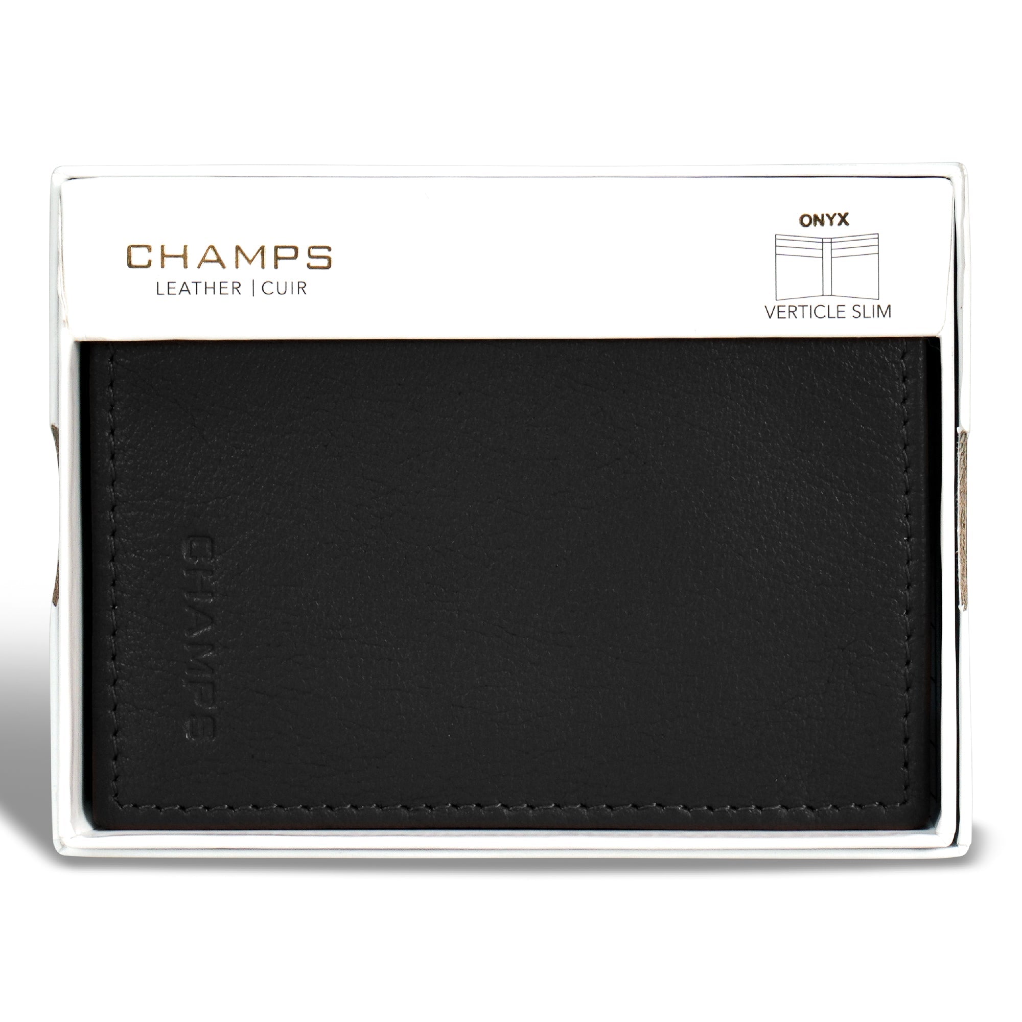 Onyx / Leather Vertical Slim Wallet 