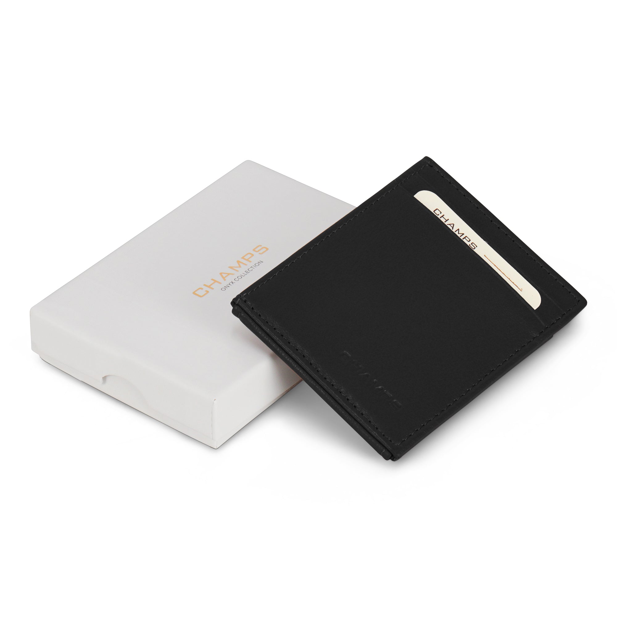 Onyx / Leather Mag Hybrid Card Holder 