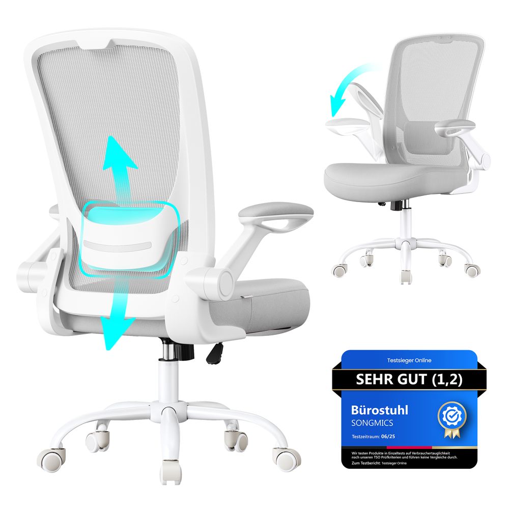 Ergonomic Mesh Office Chair with Flip-Up Armrests – Adjustable Lumbar Support & Optional Headrest