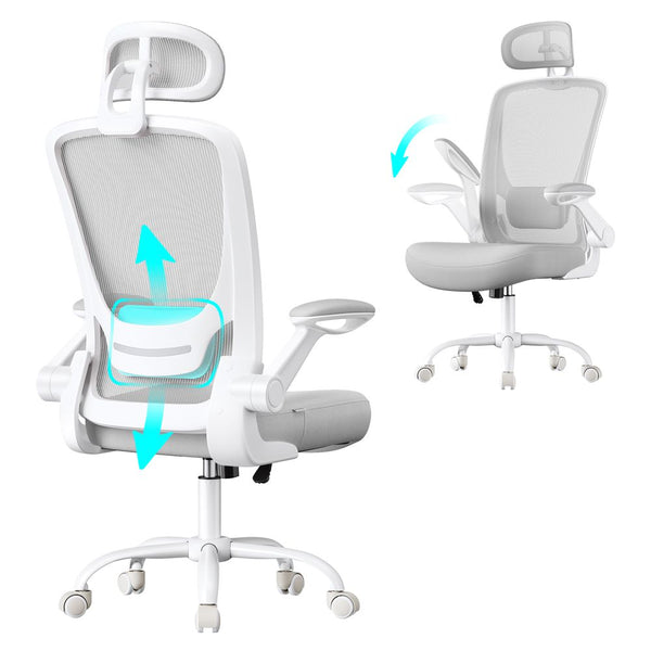 Ergonomic Mesh Office Chair with Flip-Up Armrests – Adjustable Lumbar Support & Optional Headrest