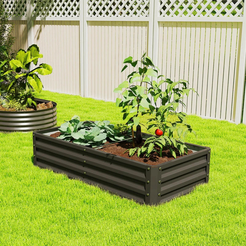 Galvanized Raised Garden Bed, Outdoor Planter Box for Vegetables, Flowers, Herbs, 4' x 2' x 1', Black
