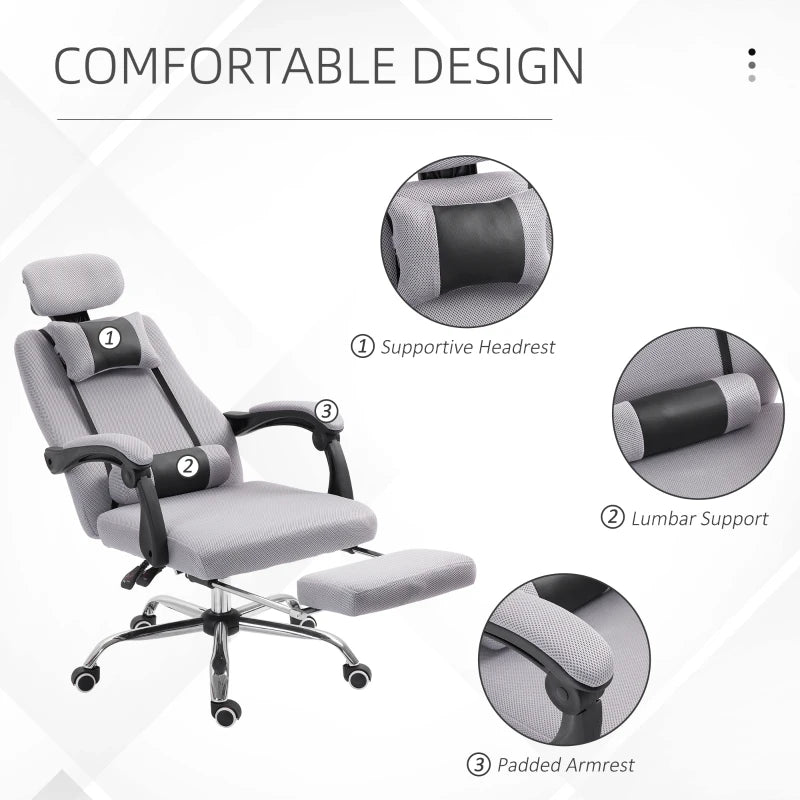 Ergonomic Executive High Back Office Chair with Footrest,Lumbar Support,Grey