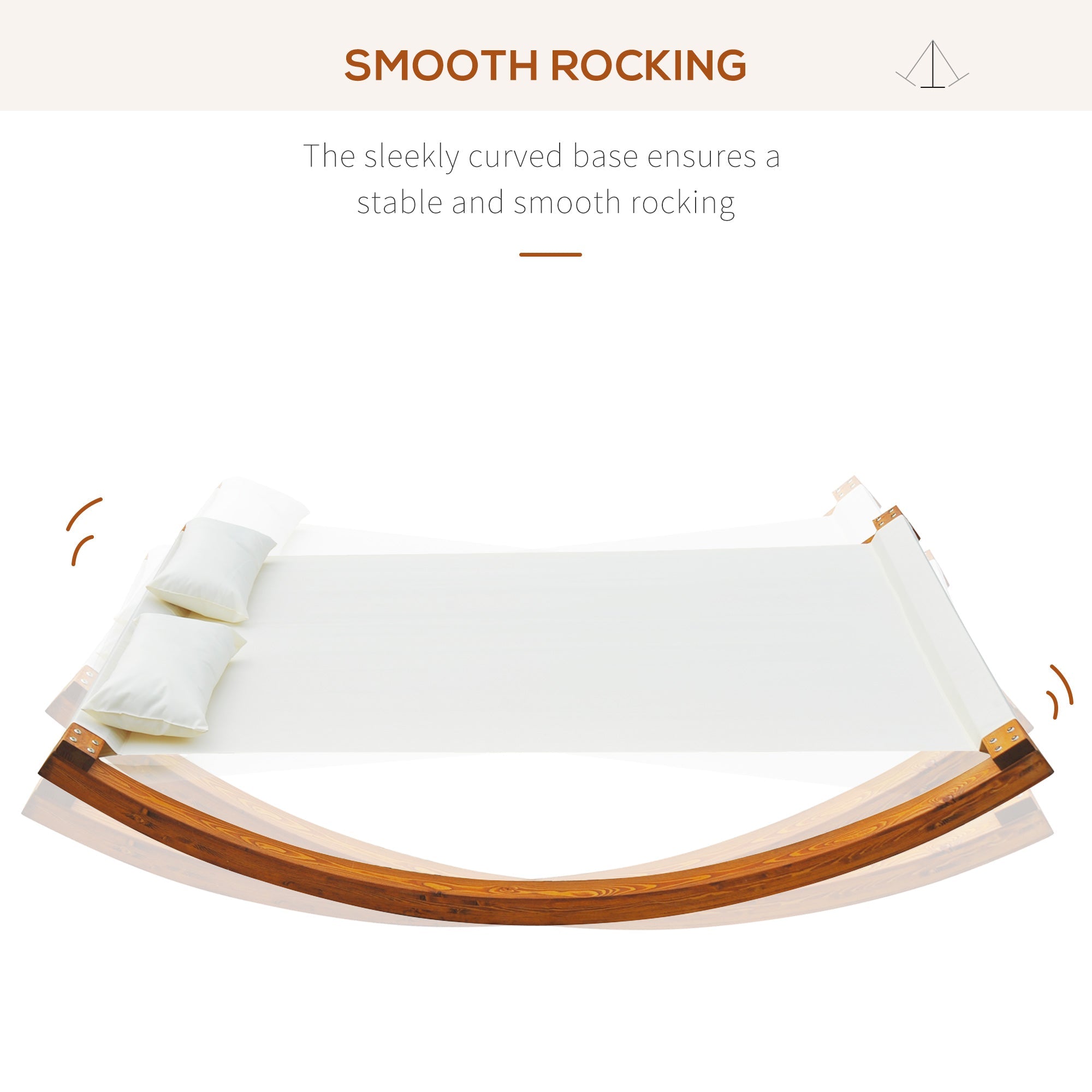 Outsunny Rocking Double Sun Lounger with Curved Wooden Stand for Patio & Yard - White Teak 
