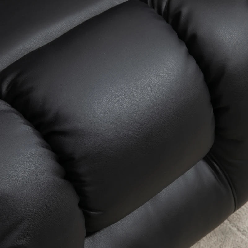 Power Lift Recliner Chair for Elderly, PU Leather Electric Recliner Chair with Footrest, Remote Control, Side Pockets and Cup Holders for Living Room, Black