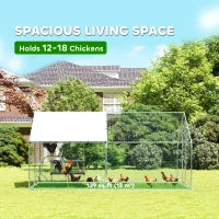 Metal Chicken Coop Run w/ Waterproof Cover, Nesting Box, Roosting Bars, for Outdoor Backyard, 9.8 x 13.1 x 6.4 ft