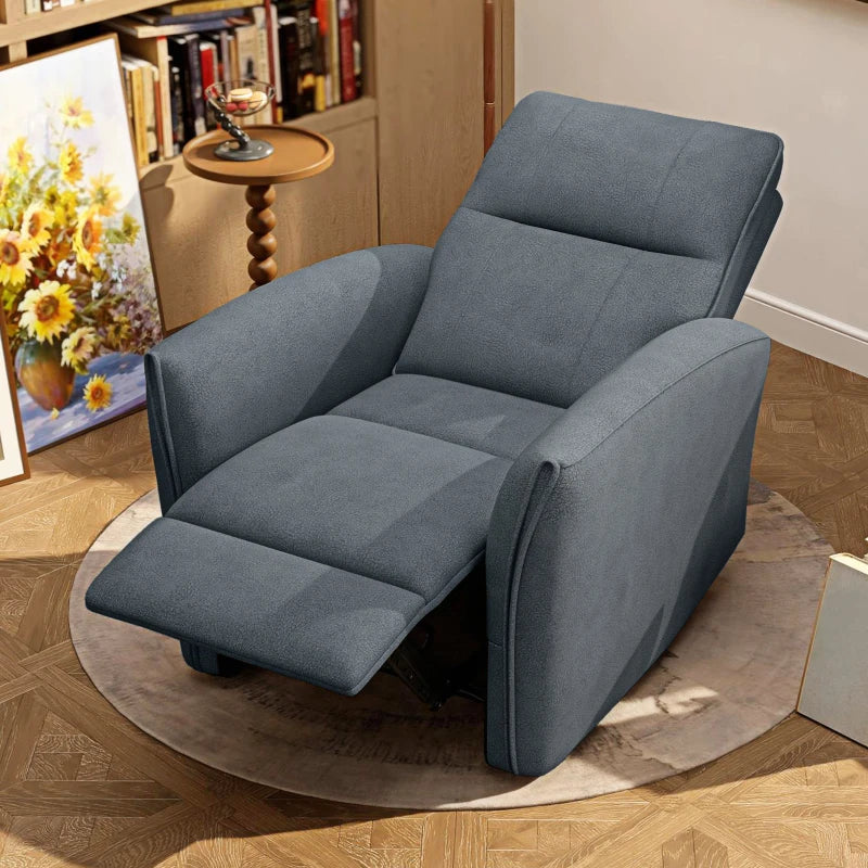 Power Recliner Chair, Fabric Upholstered Recliner Chair with USB Ports, Footrest, Charcoal Grey