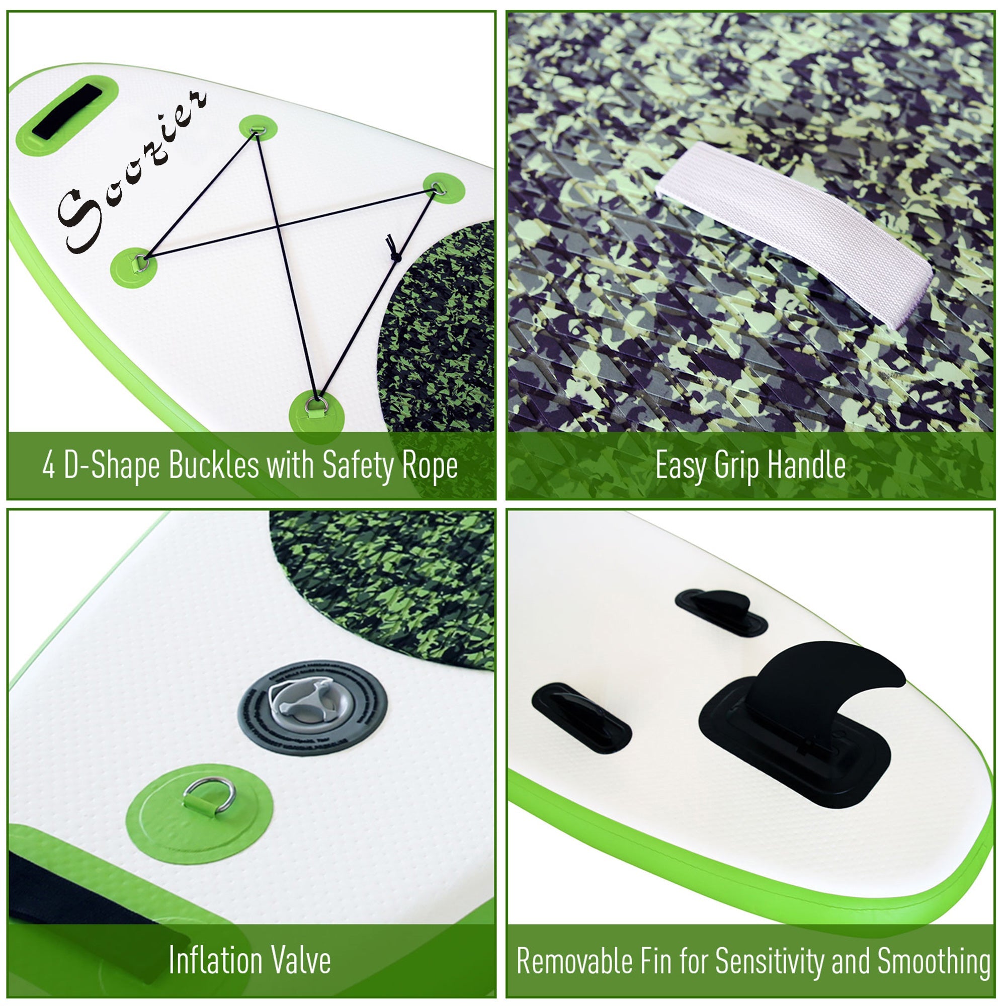 Soozier Inflatable Paddle Board Stand Up Lightweight Foldable ISUP Accessories Carry Bag 