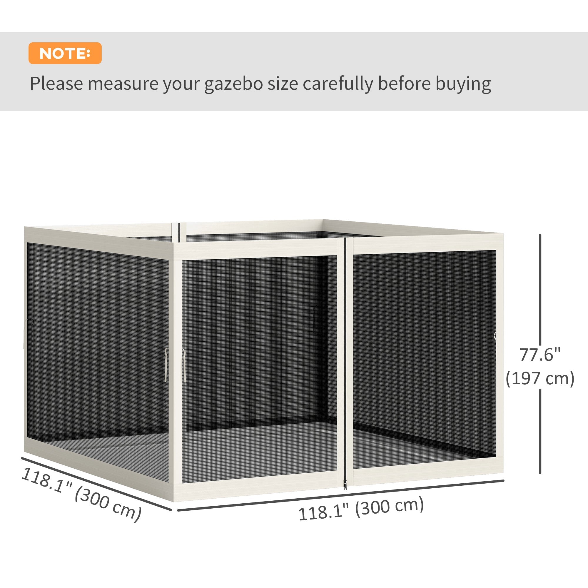 Outsunny Gazebo Mosquito Netting, Replacement Mosquito Netting with Zippers for 10' x 10' Pop-Up Canopy Tent (Mosquito Net Only) 