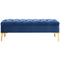 HOMCOM Velvet Upholstered Bench Button Tufted End of Bed Entryway Shoe Storage for Living Room Bedroom Decor Blue