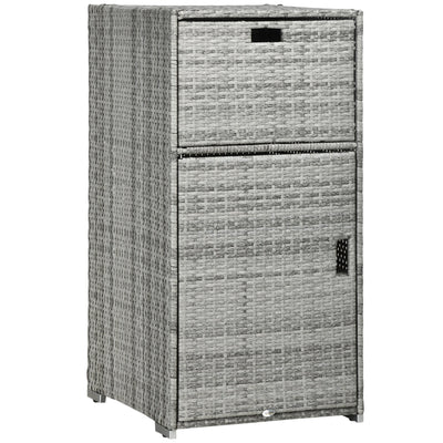 Outsunny Patio Storage Cabinet, Outdoor Towel Rack for Pool, Waterproof PE Rattan Wicker, Hot Tub Accessory, Mixed Gray 