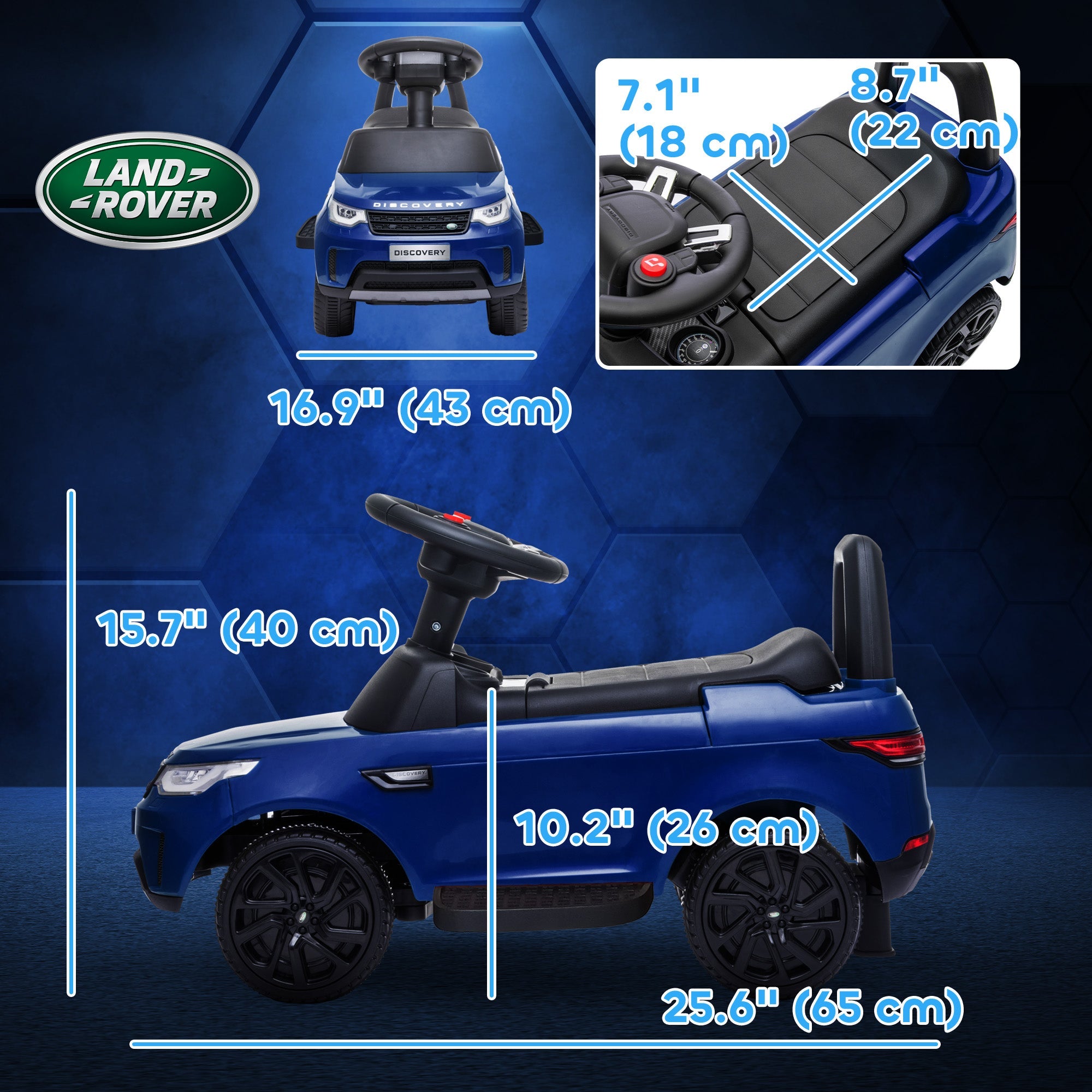 Qaba 2 in 1 6V Land Rover Licensed Electric Car for Kids, Sliding Car with Music Horn Headlights, for 18-60 Months Blue 