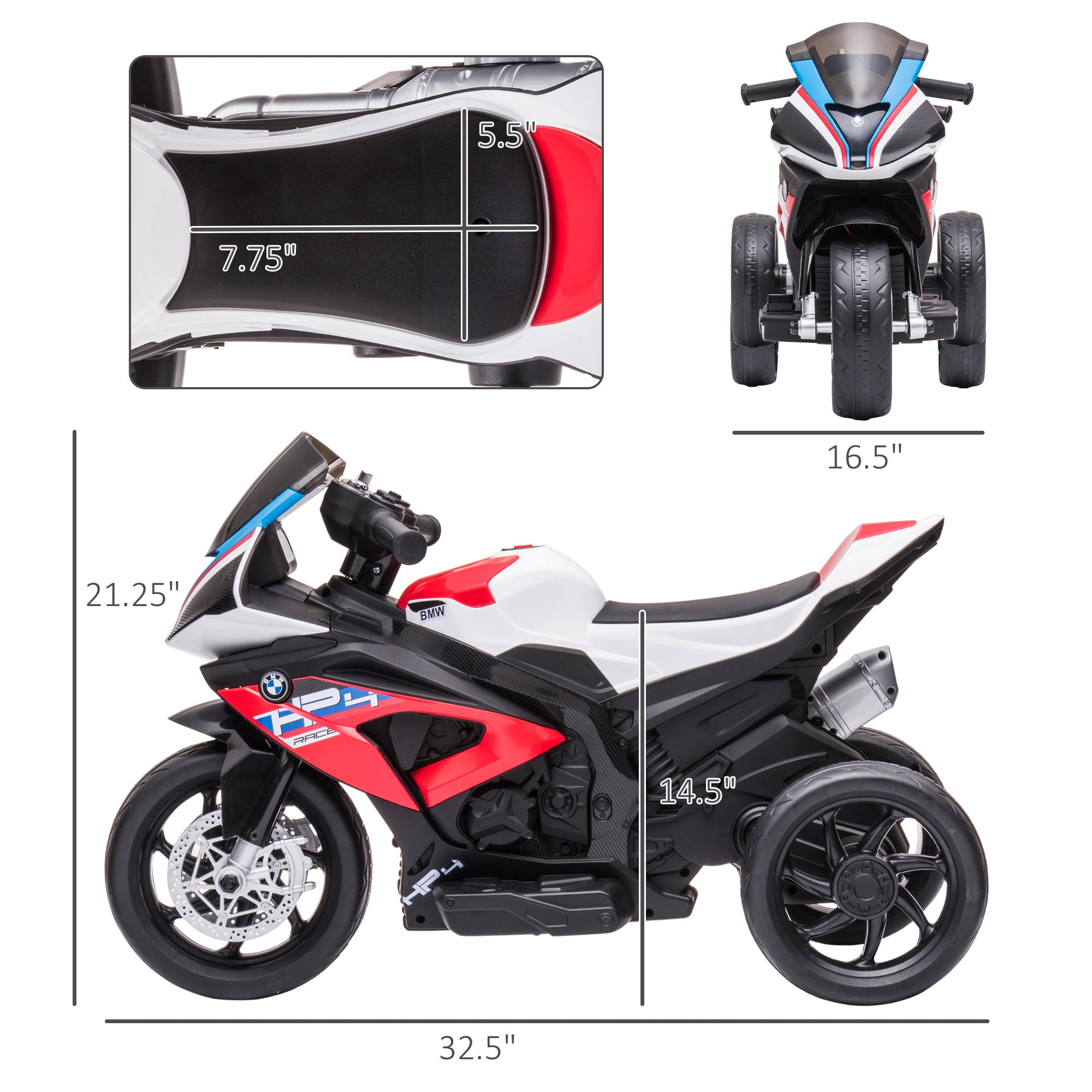 Aosom Kids Electric Motorcycle with Pedal 6V Battery Powered Ride-On Toy with Music Horn Headlights for 1.5-5 Years Red 