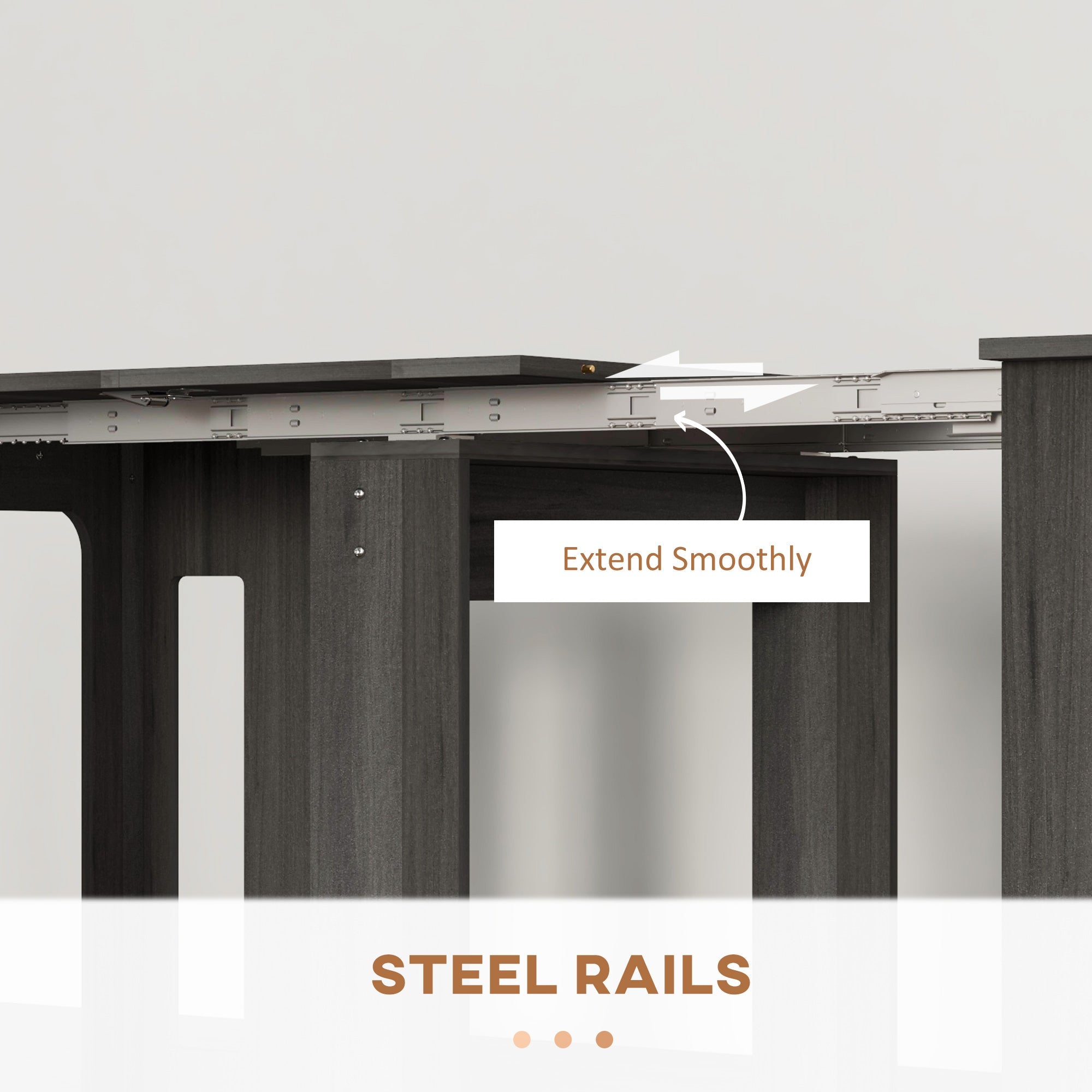 HOMCOM Foldable Table, Extendable Dining Table, Kitchen Table for Small Spaces, Seats up to 6 People, Grey 