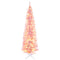HOMCOM 6ft Pre-Lit Pencil Christmas Tree with Warm White LED Lights – Pink