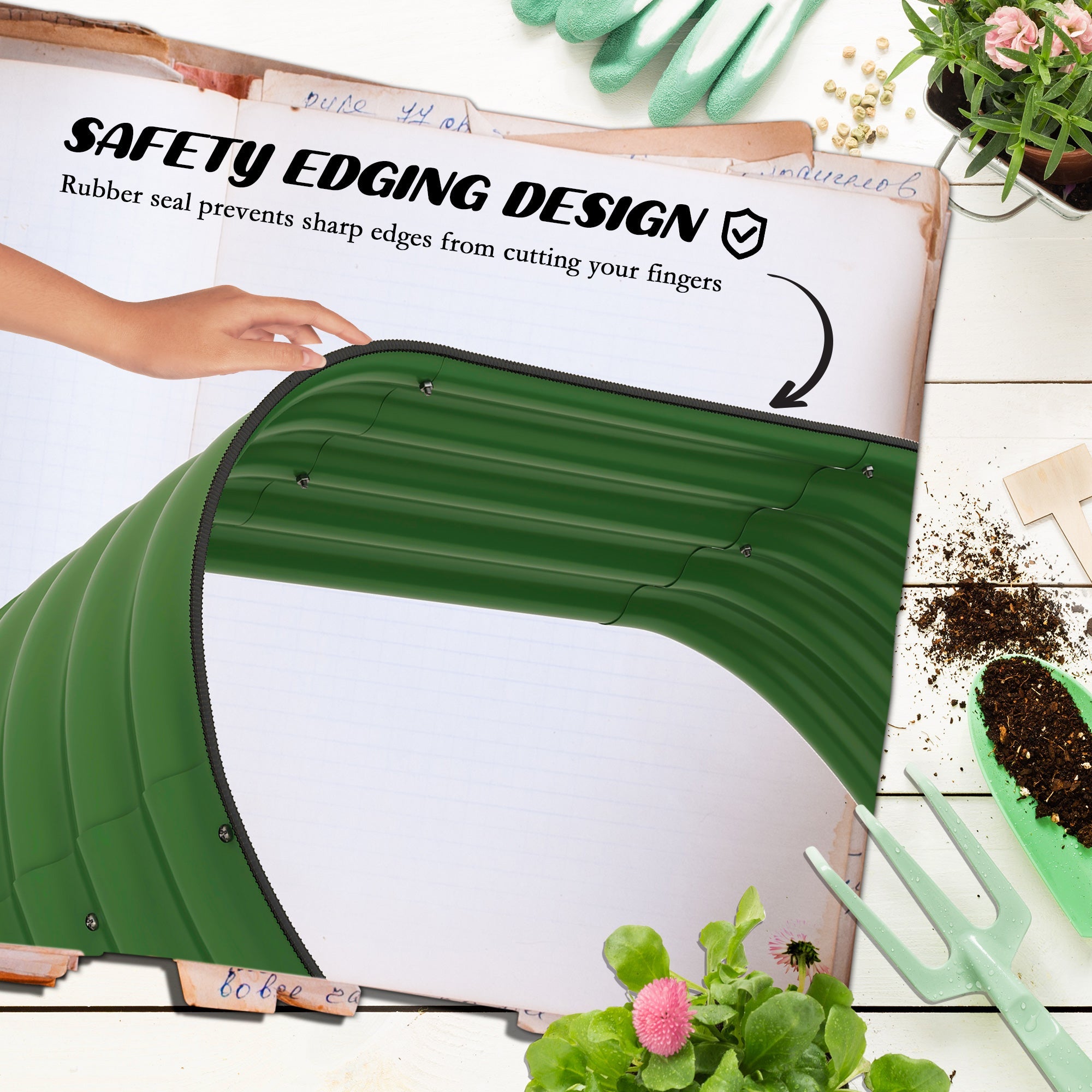 Outsunny 5.2'x3.6'x2.7' Outdoor Raised 3-Tier Galvanized Garden Bed Planter Box Safety Edging Veggies Flowers Growing Green Backyard 
