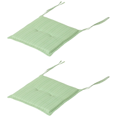 Outsunny 2-Piece Outdoor Patio Chair Cushions Set Replacement with Ties Button Tufted Green 