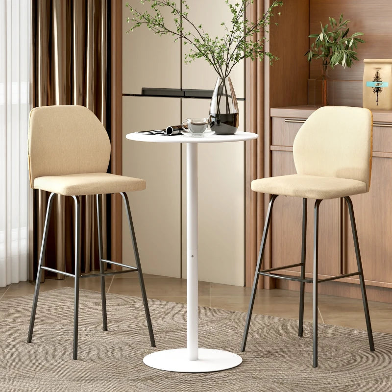Round Bar Table for 2, Modern Pub Table with Steel Frame, Easy Assembly for Small Space Home Bar Cocktail Bistro, White